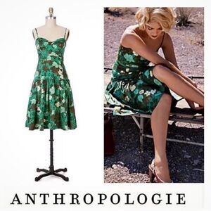 Moulinette de Soeurs Anthropologie green floral sleeveless sundress / 2 / EUC